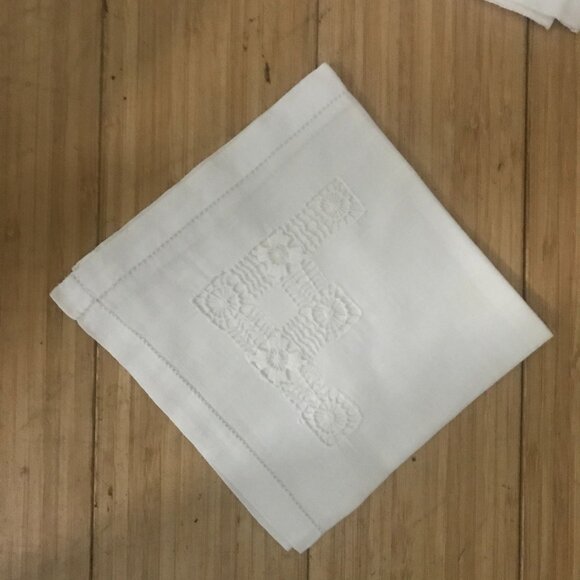 VTG White Cotton Tea Towel Lot #15 Intricate Embroidery 12 X12 Farmhouse Cottage - Picture 7 of 10